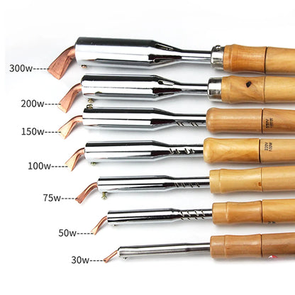 75-200W High Power Electric Soldering Iron Wooden Handle Copper External Thermal Soldering Tool Household Electric Soldering Pen