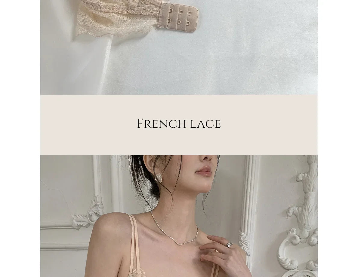Sexy Lace Bralette No Underwire | French Triangle Cup Bra | Summer Thin Breathable for Women | Slimming Strappy Back Lingerie