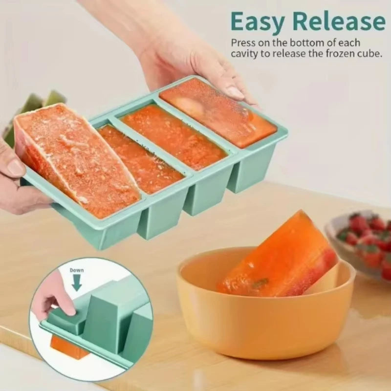 1PC Multi Colo  Silicone Freezer With Lid Easy Release Silicone Freezer Container For Freezing And Storing Soups  Broths Sauces