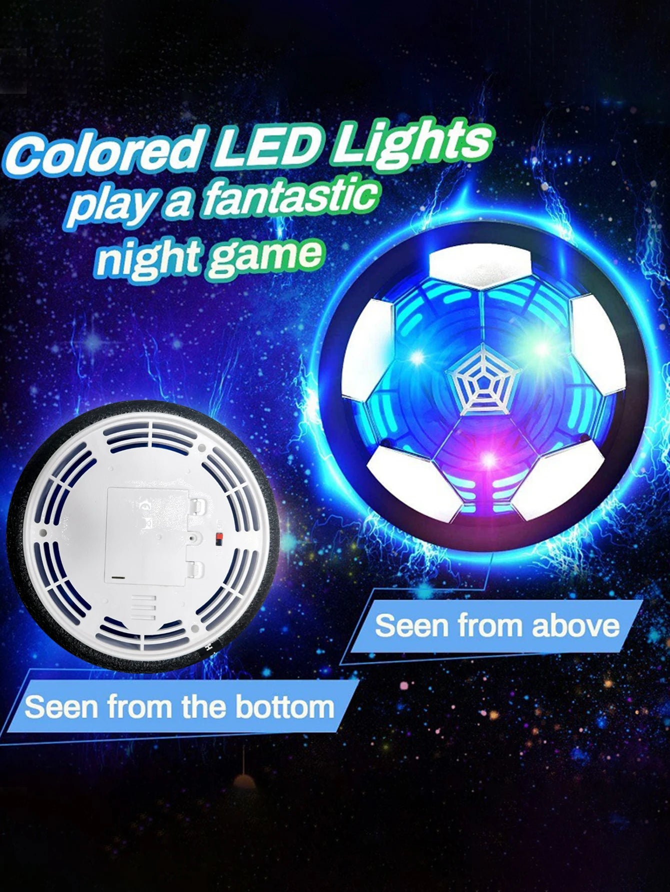 Hover Soccer Ball Kids Toy Indoor Floating Football with LED Light and Safe Bumper, Chritmas Gifts for Age 3+ Years Old Boys Gir