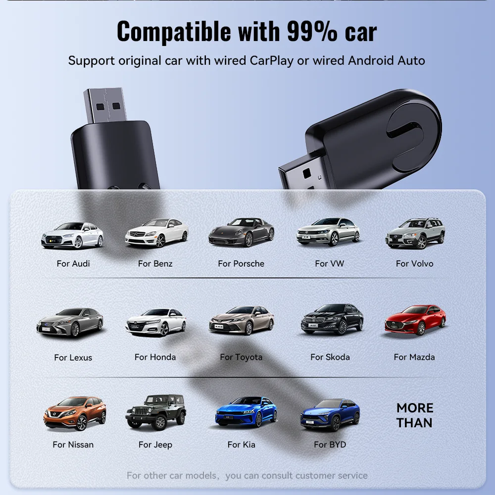 XUDA 2in1 Wired To Wireless CarPlay Adapter Android Auto Dongle Smart AI Box High Quality Car Accessories Intelligent System
