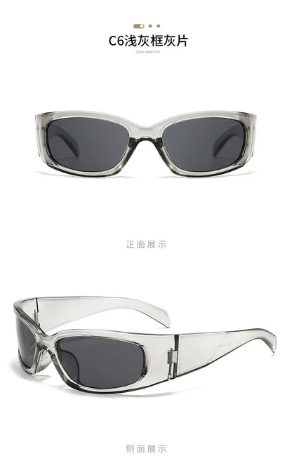 New Y2K Silver Sunglasses Out Future Sense Of Technology Hot Girls Net Red Sun Glasses Women Glasses Trendy Men UV Eyewear