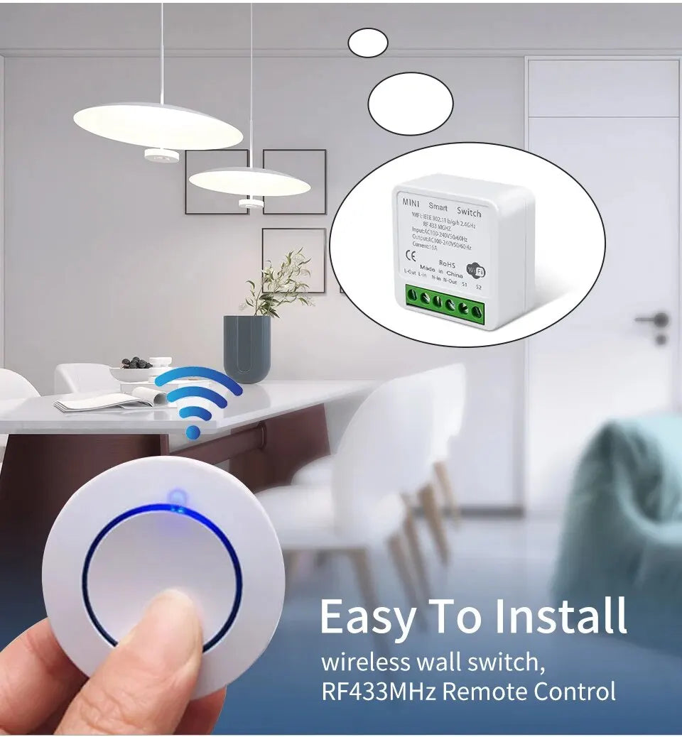 Tuya Smart Wifi Switch RF433Mhz Wireless Light Switch 16A/20A Relay Smart Life App Remote Voice Control With Alexa Google Home