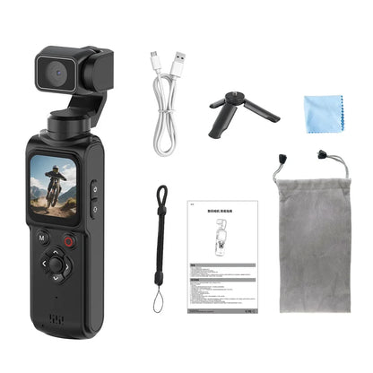 4K Vlog Action Camera 330° Face Tracking 18x Zoom 2400mAh Battery Gimbal Stabilizer 1.72 Inch Touch Screen WiFi Sports Cam