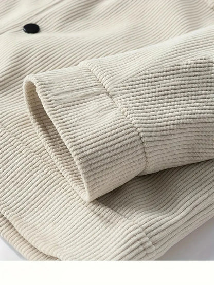 The 2025 New Autumn Corduroy Jacket for Men with a Lapel, Trendy Japanese Style Loose Coat
