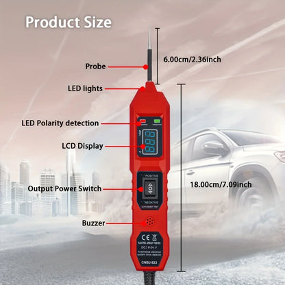 Inteligentny tester obwodów samochodowych 823, z wyświetlaczem napięcia LED — zasilany przez USB, kompatybilny z pojazdami o napięciu 3,5–36 V DC