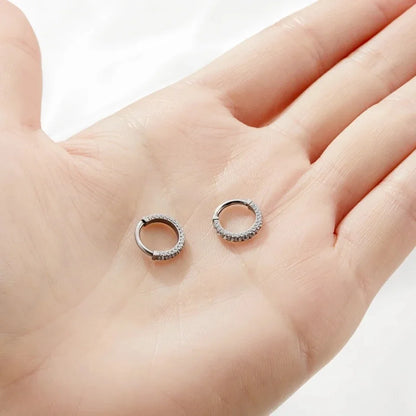 G23 Titanium Cz Septum Clicker Hoop Nose Stud Hinged Segment Labret Ear Tragus Cartilage Daith Helix Piercing Nose Ring Jewelry