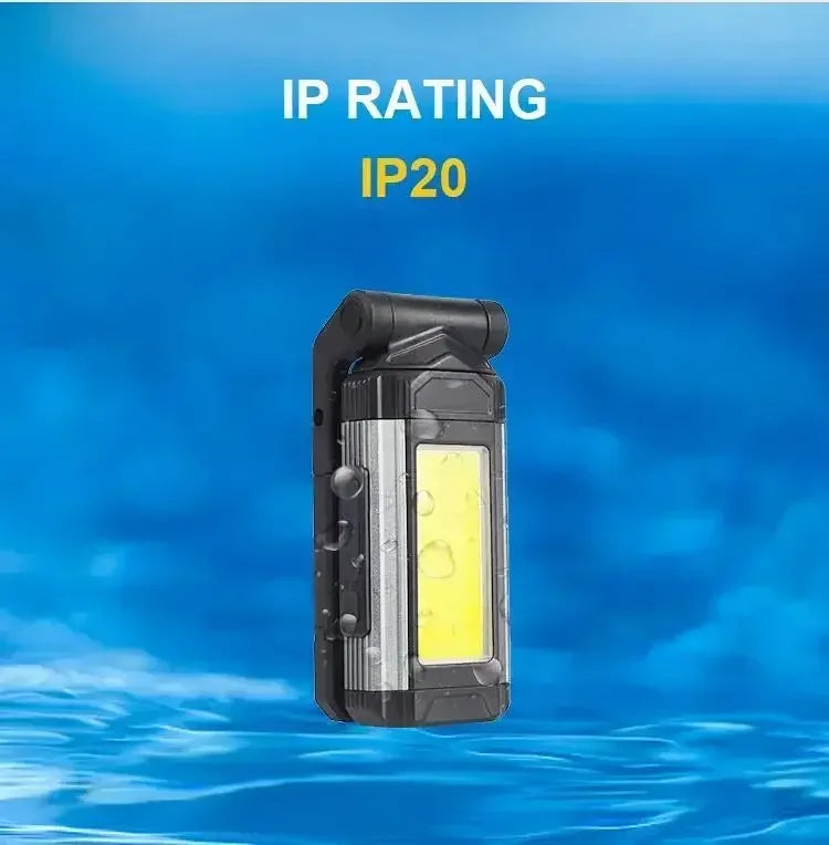 USB Rechargeable LED Flashlight with Magnetic COB Work Light Portable Camping Lantern Type-C Power Bank Function Lamp