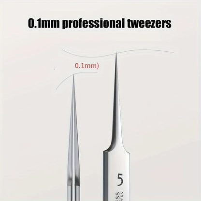 Stainless Steel Ultra-fine No. 5 Cell Pimples Blackhead Clip Tweezers Beauty Salon Scraping Closing Special  Acne Needle Tools