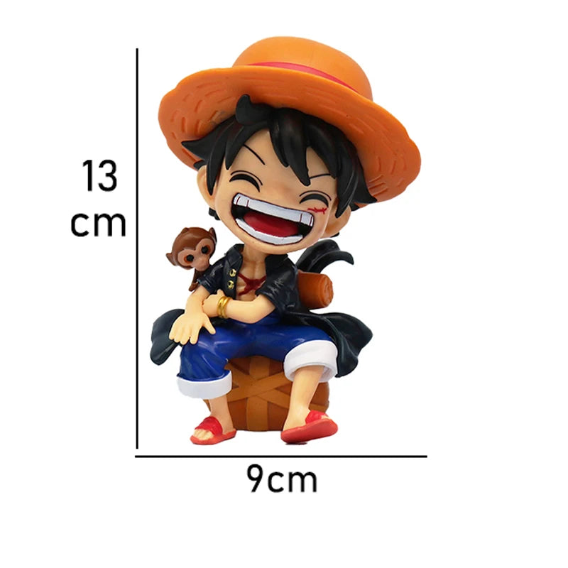 Anime peripheral series new ONE PIECE Luffy Solon Sanji Q-version sitting posture model figurine toy for children birthday gifts