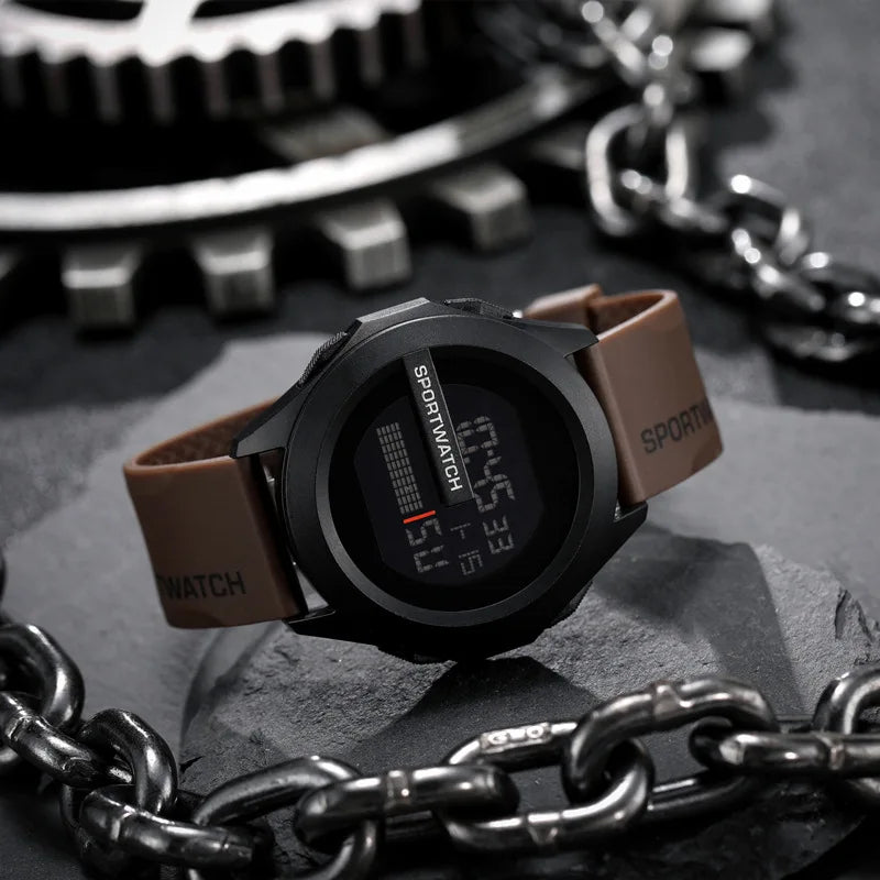 YIKAZE Men Sport LED Watches Top Brand Men Digital Clock Multi-Functional Rubber Man Fitnes Athlete Timekeeping Electronic Watch