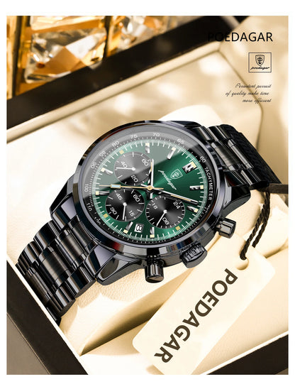 POEDAGAR Luxury Fashion Men Wristwatch Waterproof Luminous Chronograph Date Man Watch Stainless Steel Sport Quartz Men's Watches