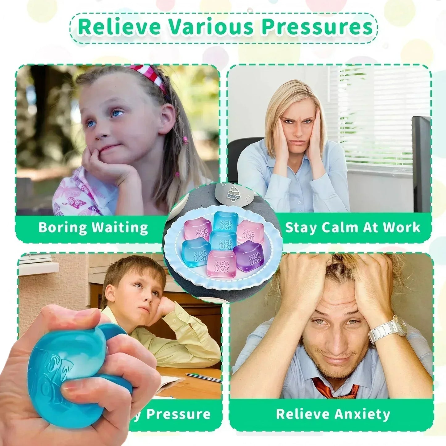 Trending Needoh Nice Ice Baby Fidget Cube 4 Pack Super Solid Squish Sensory Toys Non-toxic Squeeze Toys for ADHD and Autism Gift