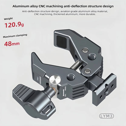 Camera Clamp Holder with NATO Mount, Heavy Duty Multifunctional Crab Claw Clip for DSLR Camera/Monitor/LED Light/Microphone