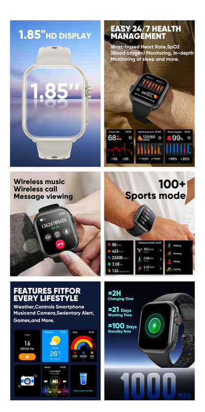 2025New For XIAOMI IOS Watch Ultra2 Smart Watches Women 1000mAh 1.85" AMOLED Full Touch Screen BT Call Ladies Fashion Smartwatch