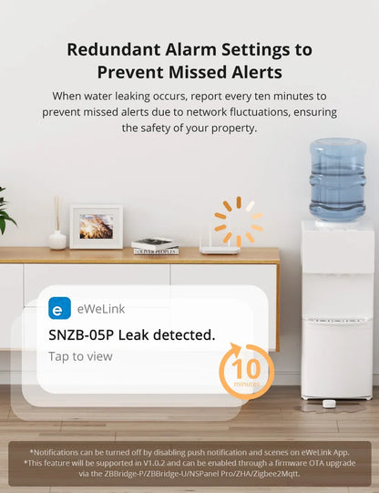 SONOFF SNZB-05P Water Leak Sensor With Detection Cable 5-Year Battery IP67 Waterproof Smart Alarms Works With Alexa Google Home
