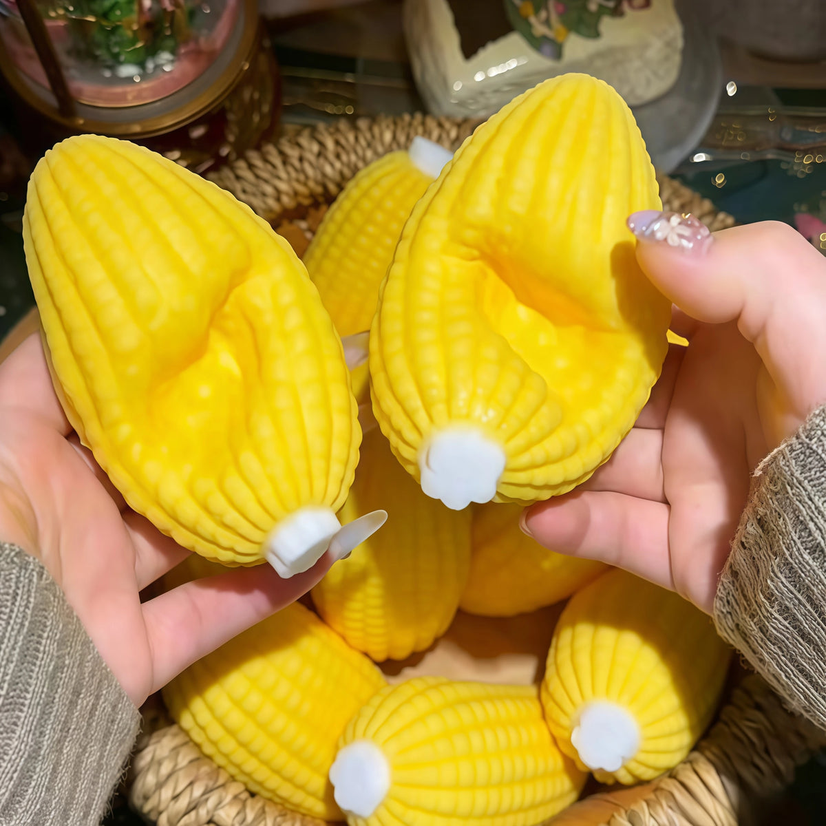 Corn Building Block Pressure Ball Fidget Toy, Squeeze Ball Round Crisp Sound Block Filling, Asmr Adult Stress Relief Toy