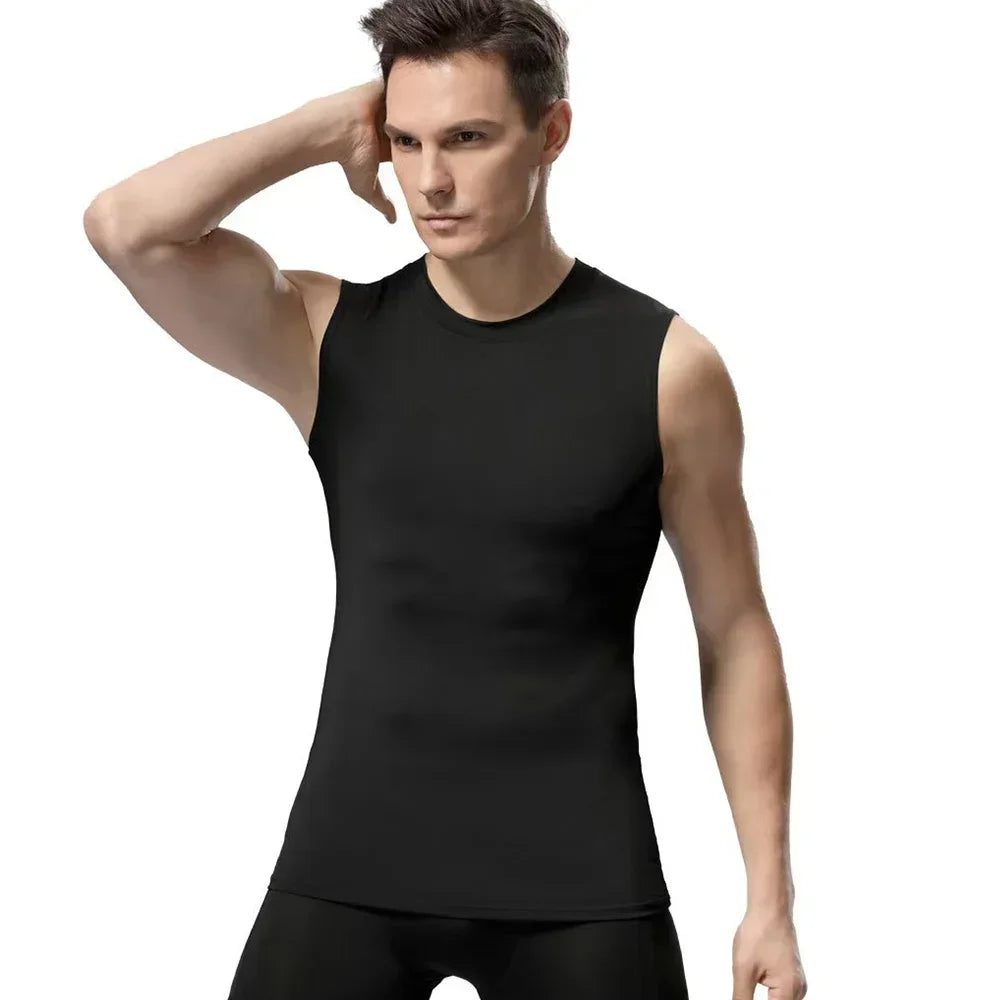 elastic sleeveless running Gym men's and women's free custom logo compression vest, quick drying sports sleeveless T-shirt