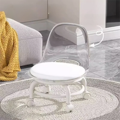 New Transparent Small Stool Universal Wheel Simple Low Chair Multifunctional Noiseless Backrest Seat Household