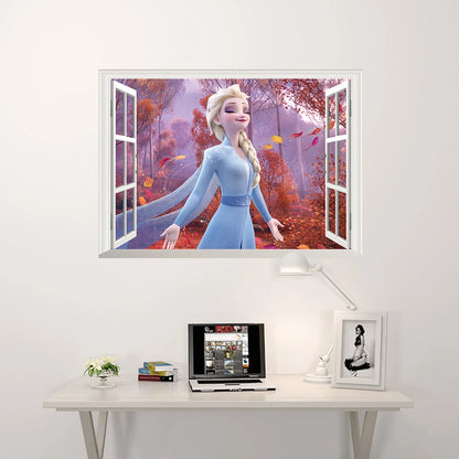 Cartoon diy frozen princess Elsa Anna wall stickers girl Children room background decoration removable kids bedroom poster decal