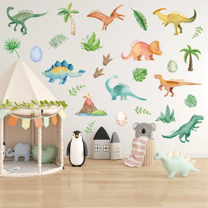 Cartoon Animal Cute Dinosaur Wall Stickers Removable for Kids Room Decoration Background Living Room Baby Nursery Wall Decals