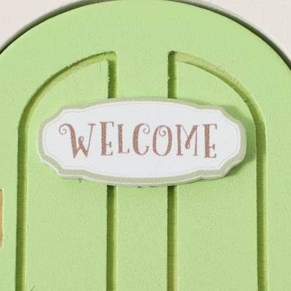 Wooden Elf Door Set Cartoon Room Decor Dollhouse Character Stickers Fairytale-Style Balcony Decor Hanging Ornaments Gift