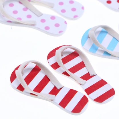 Dollhouse Miniauture Wooden SpringSummer Flip Flops Mini Shoes Casual Garden Figurines Wedding Beach Pool Party Hawaiian Sandal