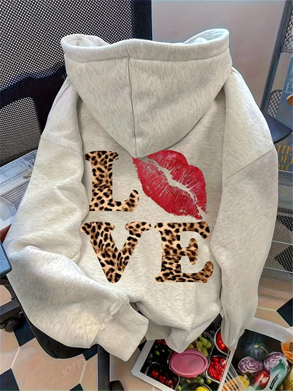 Love Leopard Print Heart Letter Pattern Casual Pullover Girl Fashion Harajuku Kawaii T-shirt Women's Y2K Clothing ﻿