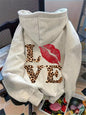 Love Leopard Print Heart Letter Pattern Casual Pullover Girl Fashion Harajuku Kawaii T-shirt Women's Y2K Clothing ﻿