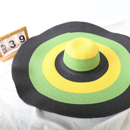 70cm Oversized  Wide Brim Sun Hat Travel  Large UV Protection Beach Straw Hats Women's Summer Floppy Foldable Chapeaux Wholesale