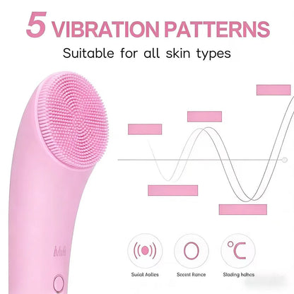 Waterproof Sonic Facial Cleansing Brush - Rechargeable Exfoliating Face Scrubber for Men & Women
