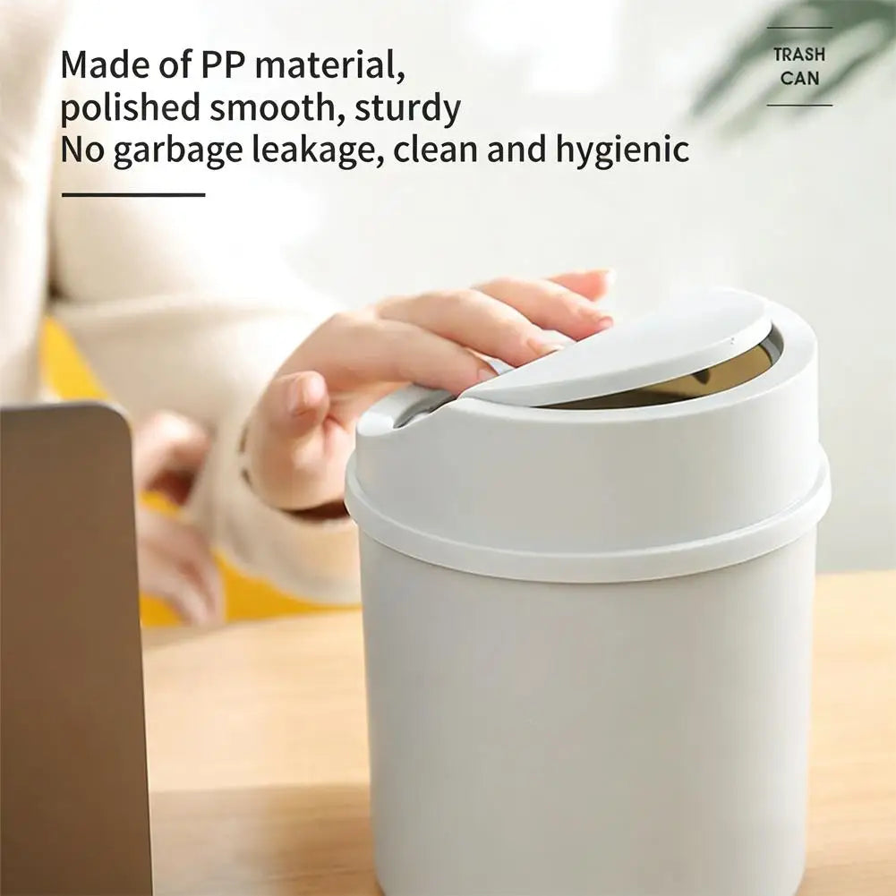 Mini Desktop Trash Can with Press-Top Lid Small Waste Bin for Office Desk & Bedroom Portable Space-Saving Trash Tube