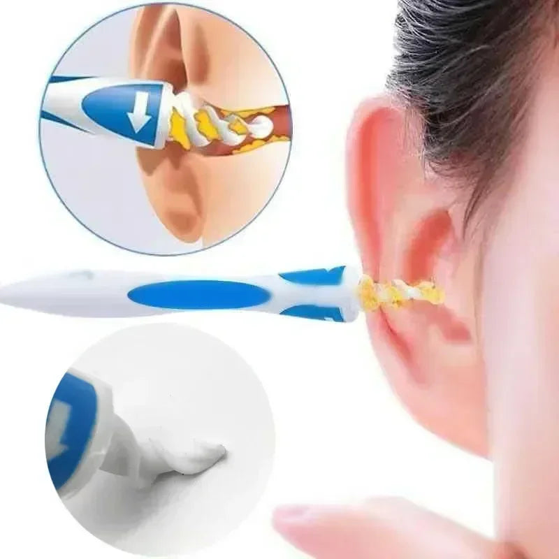 Soft Silicone Ear Wax Removal Tool with 16 Spiral Replacement Heads Ear Cleaning Ear Cleaner Plugs for Ear Care