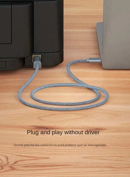 USB C To USB B 2.0 Printer Cable Braided Printer Scanner for Epson HP Canon Brother MacBook Pro Samsung MIDI Controlle Cable