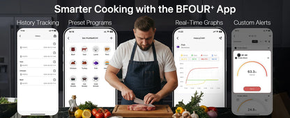 Wireless Meat Thermometer Digital with WiFi Unlimited Range & Bluetooth Support APP Alarm Reminder for BBQ, Oven, Air Fryer