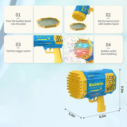 Bubble Gun Machine Without Solution - 40/69/109 Holes Blaster for Kids Outdoor Summer Toy, Party Favors - Bubble Maker Blowers