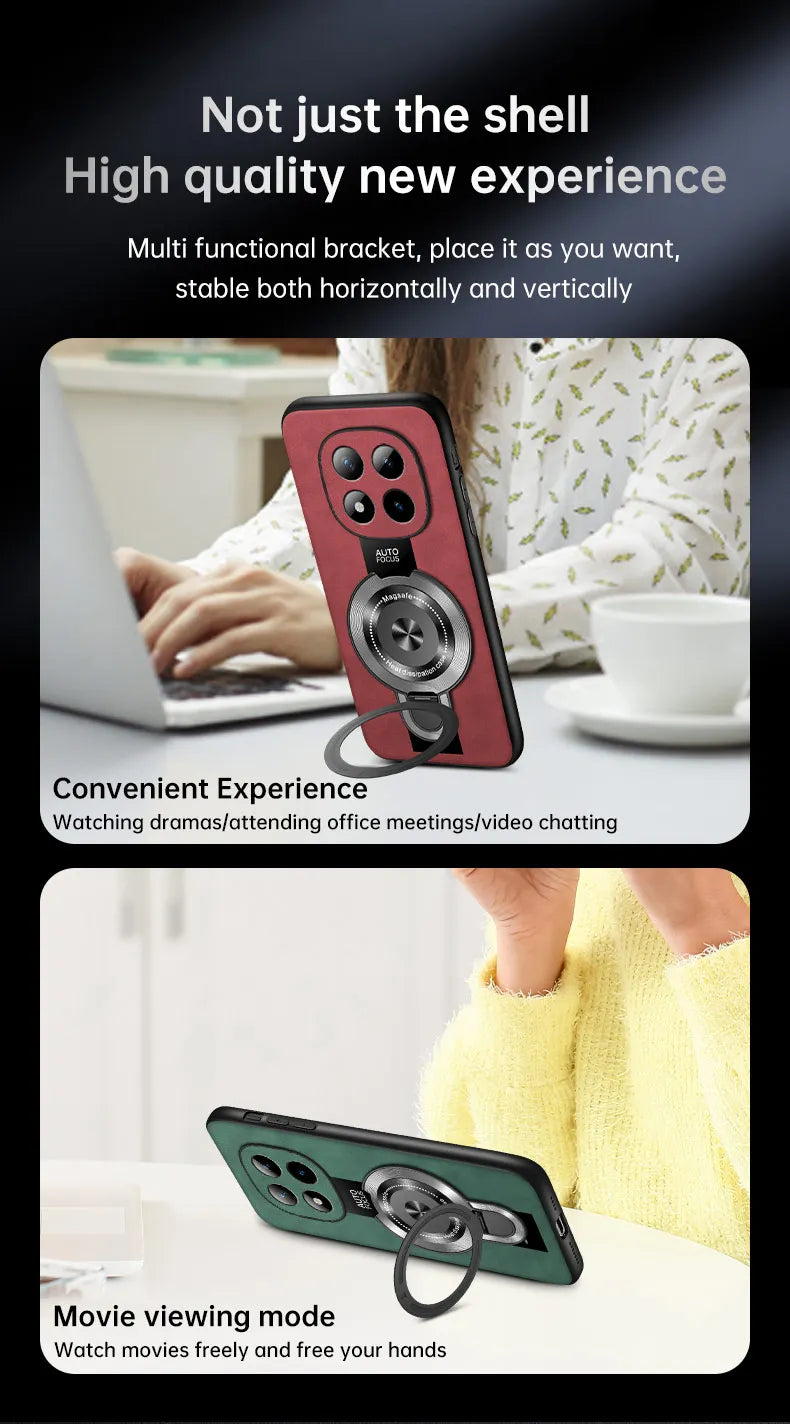For Xiaomi Redmi Note 15 Pro and Note15 Pro Plus 5G Case Magnetic Holder Silicone PU Leather Plexiglass Premium Back Cover