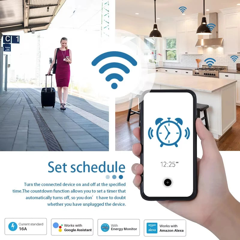 WiFi/Zigbee Smart Plug EU 16A/20A with Power Monitoring Timer Function Socket Compatible with Tuya Alexa Google Home Smart Life