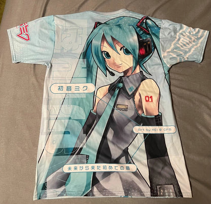 2026 Summer Miku Hatsune Retro Cosplay T-shirt Men's Oversized 3D Printed Short-sleeved Family Unisex Children's Sports Shirt
