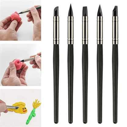 5PCS Silicone Clay Sculpting Tool For Brush Modeling Dotting Nail Art Pottery Clay Tool New DIY Carving Sculpting Tools 2025