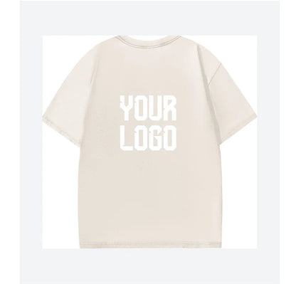 European washed retro round neck short sleeved shirt for men and women, 100% pure cotton, customizable logo