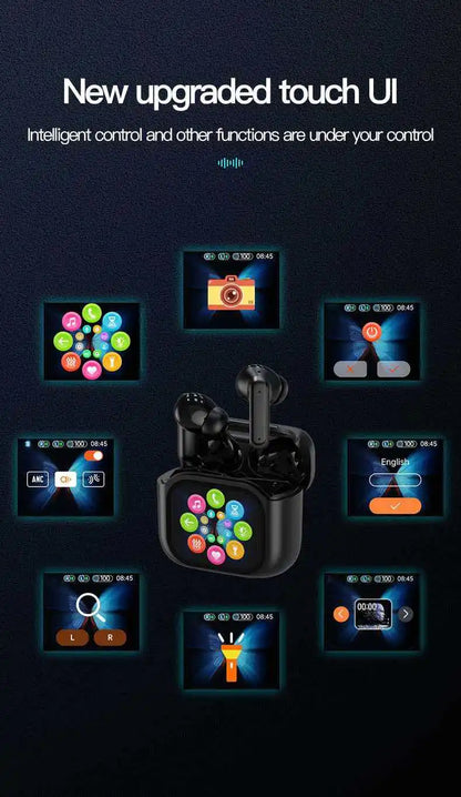 Smart AI Translation Bluetooth Earphones With LCD Display Noise Reduce New Wireless Digital Long Battery Life Display Headphone