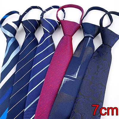 HUISHI Pre-tied Zipper Tie Neck Mens Skinny 5cm Zipper Neckties Red Black Blue Solid Color Slim Narrow Entertainment Party