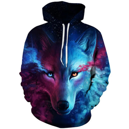2023 Men's Oversized Hoodie 3D Wolf Animals Pattern Ferocious Warrior Fashion Sweatshirt Loose Street Funny Tracksuits Fitness