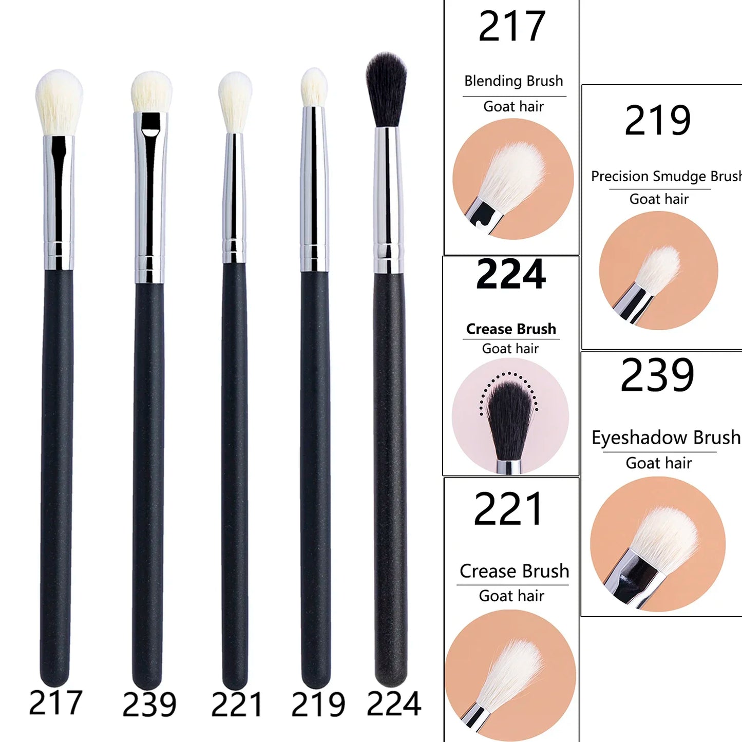 Makeup Eyeshadow Brushes Flat Eye Shadow Shader Crease Blending Brushes Goat Hair Eye Shadow Liquid Cream Powder Make Up Tool