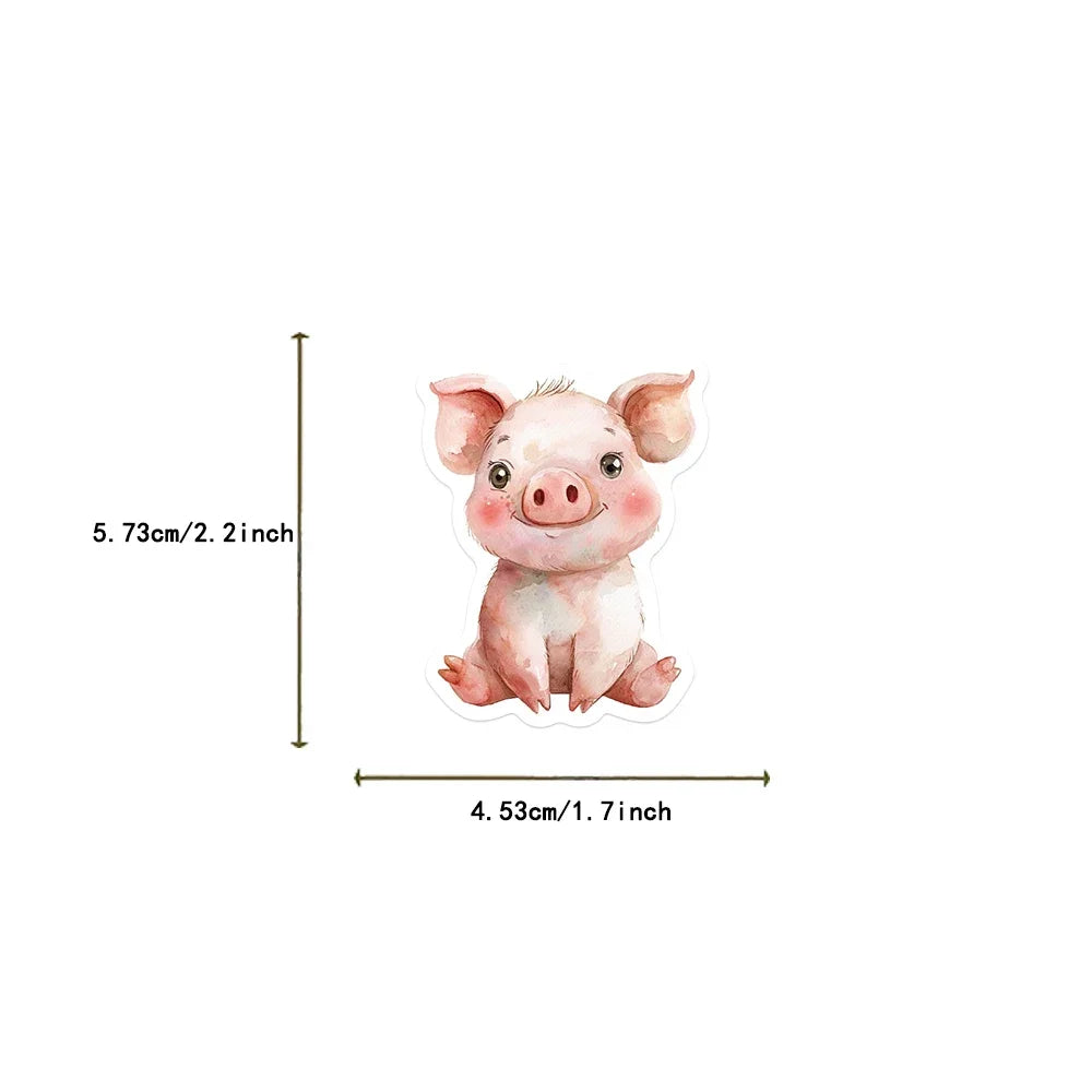 50PCS Watercolor Animal Stickers Cute Handbag Material Phone Case Laptop Water Cup Luggage Waterproof Stickers