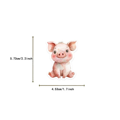 50PCS Watercolor Animal Stickers Cute Handbag Material Phone Case Laptop Water Cup Luggage Waterproof Stickers