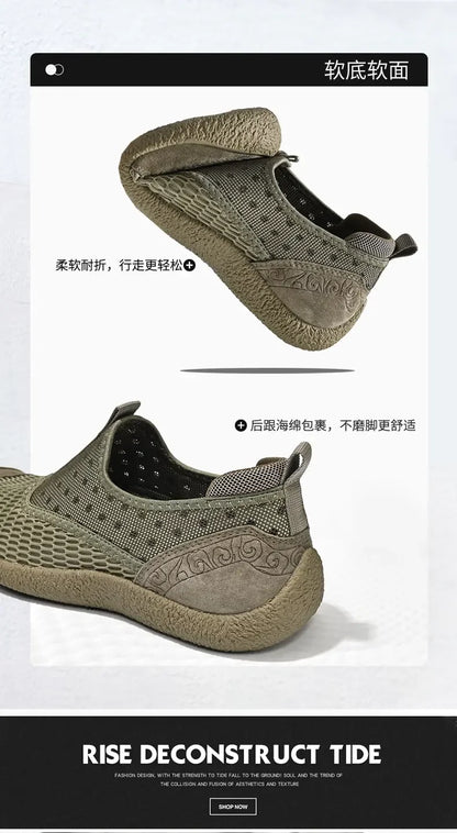Summer Mesh Shoes Men Sneakers Plus Size Lightweight Breathable Walking Footwear New Slip-On Comfortable Casual Men's Shoes