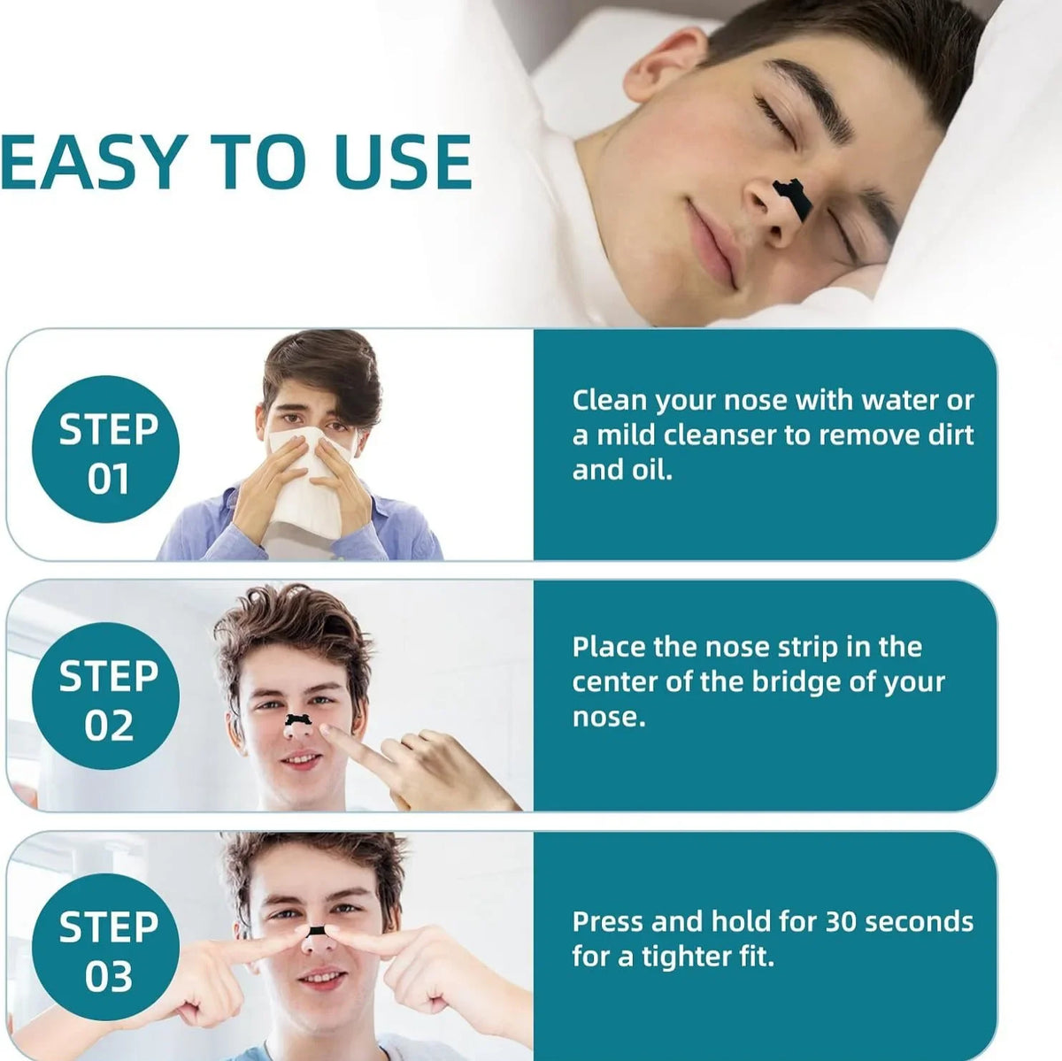 Extra Strength Nose Strips 60/30/10PCS Set for Better Sleeping Anti-Snoring Nasal Strips Relief Nose Congestion
