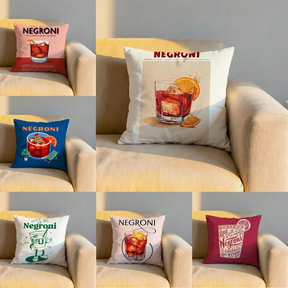 Negroni Cocktail Cushion Cover Soft Reversible & Durable Pillow Cover – Multi-Scene Use for Home & Car Daily Comfort